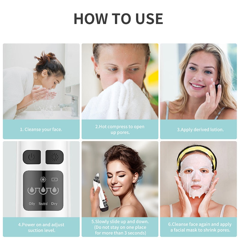 JoyPretty® Electric Blackhead Remover tool - Deep Pore Facial Cleaner for Black heads, Whiteheads, Acne Removal Joy Pretty Skin